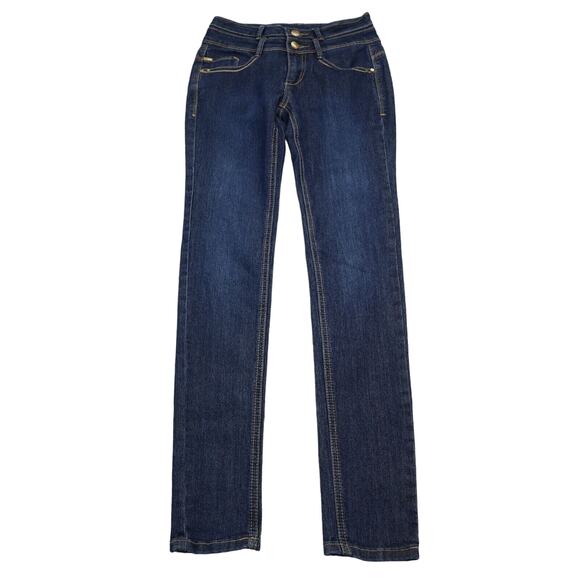 C est Toi Pants Womens 0 Blue Skinny Low Rise Stretch Zip Dark Wash Denim Jeans - Picture 1 of 16